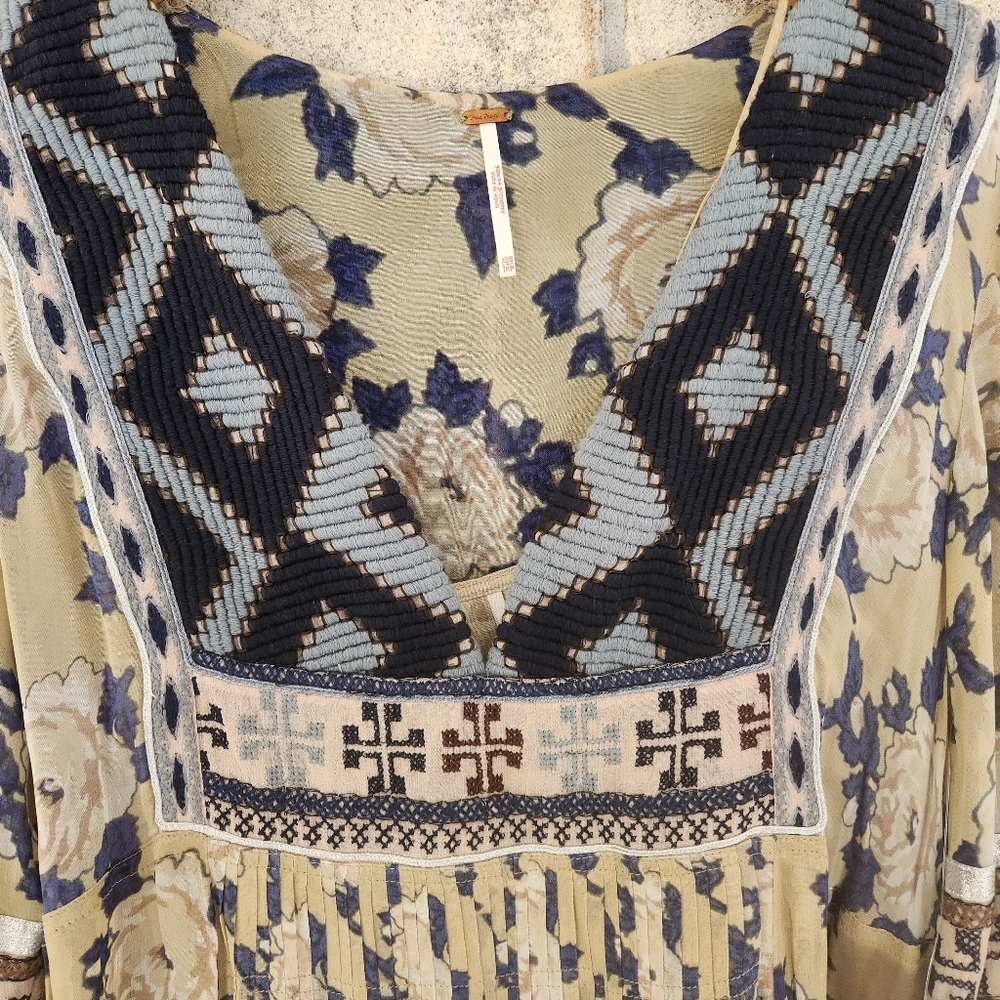 NWT Free People Bold Blooms Embroidered Boho Dress - Picture 5 of 9